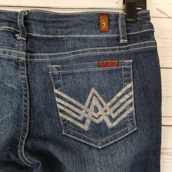 7FAM Women's 26 A Pocket Straight Leg Dark Jeans - Picture 4 of 8